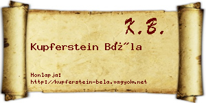 Kupferstein Béla névjegykártya